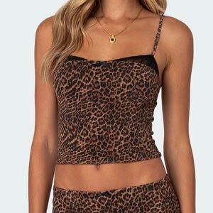 Edikted Leopard Print Mesh Bra Top in Edin